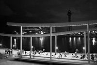 Rambla del Mar, Barcelona in Schwarz-Weiß