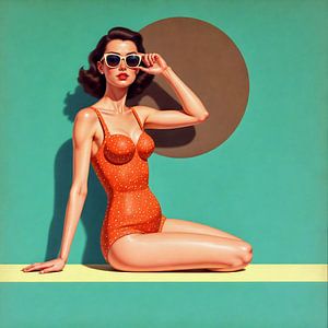 Retro-Sommer-Pin-Up-Gemälde