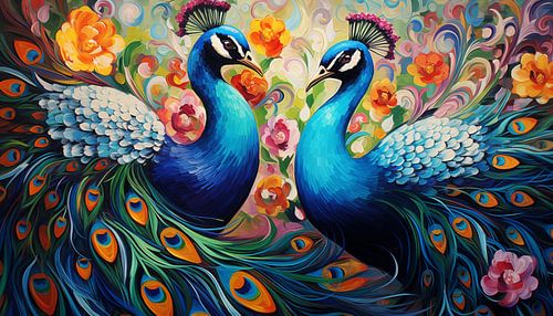 Abstracte pauwen panorama