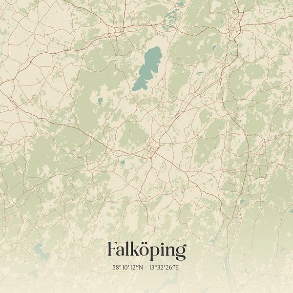 Vintage map of Falköping, Sweden. by Prints of Place