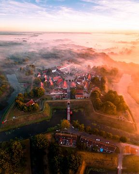 Bourtange in golden morning mist by Ewold Kooistra