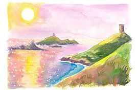 Pointe de la Parata Corse Coucher de soleil avec vue sur les îles Sanguinaires