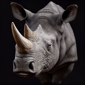 Portrait of rhinoceros on black background by Animaflora PicsStock