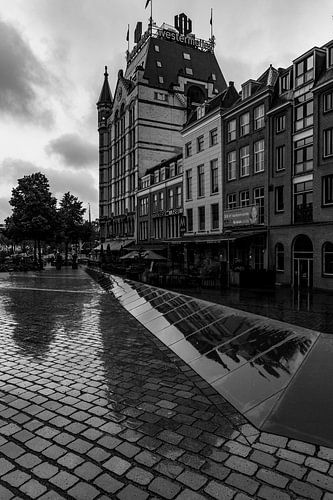 Witte Huis in Rotterdam in zwart-wit