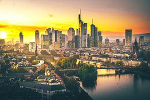 Frankfurt from above, sunset at the river by Fotos by Jan Wehnert