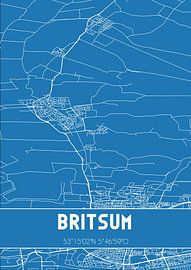 Blueprint | Carte | Britsum (Fryslan) sur Affiches de lieux