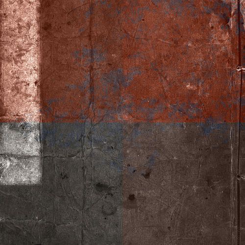 Quadrata. Abstracte minimalistische kunst in roestbruin, wit en grijs