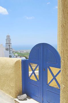 Santorini - Blauwe deur van Carolina Reina