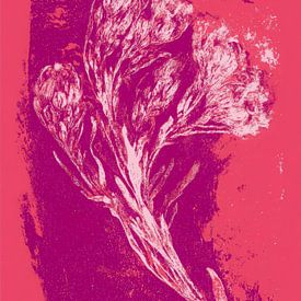 Trockenblume in rosa und fuchsia - moderne botanische Kunst mit grafischer Textur von But First Framing