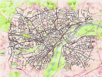 Kaart van Freising in de stijl 'Soothing Spring' van Maporia