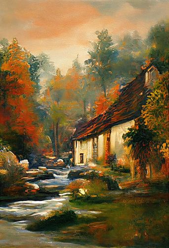 Huisje aan een stroompje