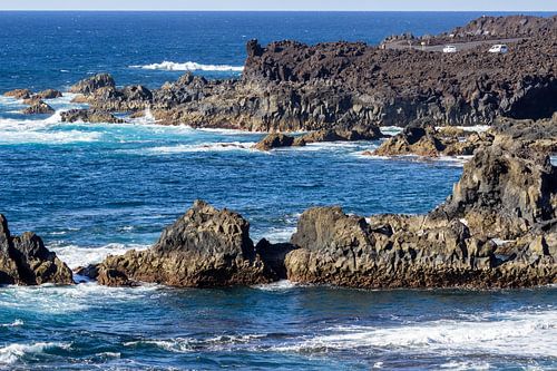 Rocky coast Los Hervideros in the southwest of Lanzarote