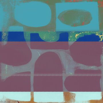 Abstracte geometrische vormen in paars, blauw en groen van Abstract Minimalist Art