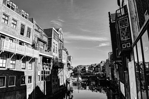 Dordrecht Wijnhaven vanaf Scheffersplein Nederland Zwart-Wit