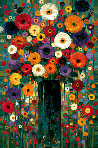Blumenstrauß im Stil von Gustav Klimt