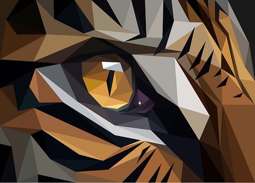 Extreme Close Up Illustration Tiger Abstrakt Lowpoly