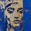 Abstract, vintage portret van een vrouw in goud en blauw van Lauri Creates thumbnail