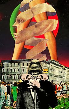 Moderne Aap Collage Kunst van Owolan Art