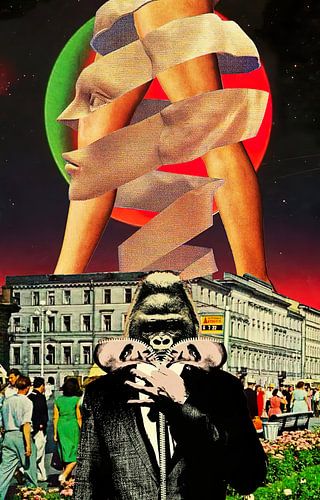 Modern Monkey Collage Art