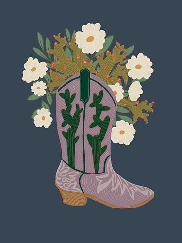 Chaussures de cow boy et fleurs