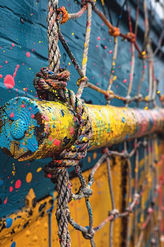 Kleurrijk touw met verfspatten