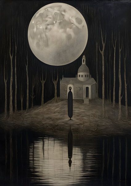 haunted castle under the moon by Jan Bechtum