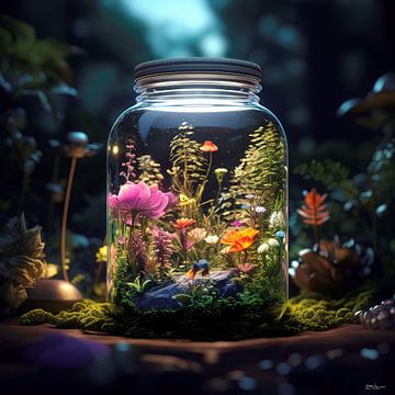 nature captured in a glass jar/sphere by Gelissen Artworks