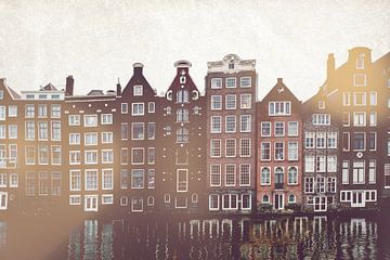 Maisons sur le canal d'Amsterdam aux Pays-Bas sur Imaginative