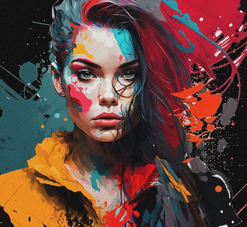 Kleurrijk portret vrouw