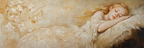 Schlafendes Mädchen | Frau in einem Meer von Blumen
