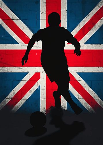 Verenigd Koninkrijk voetballer dribbelt silhouet