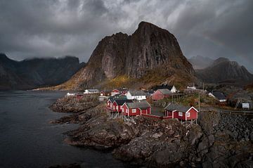 Norway Red fishermen's cottages in Hamnoy by Leon Brouwer
