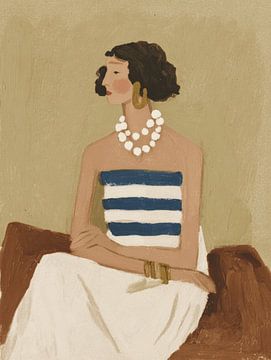 Pariser Pause, Porträt in Erdtönen und Blau