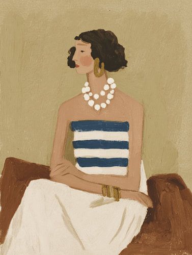 Pariser Pause, Porträt in Erdtönen und Blau von Studio Allee