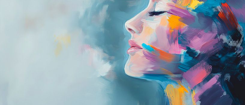 A play of colours and emotions - Portrait of a woman by Poster Art Shop