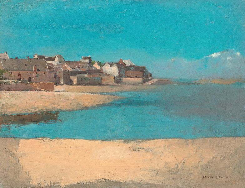 Dorp aan zee in Engeland door Odilon Redon van Studio POPPY
