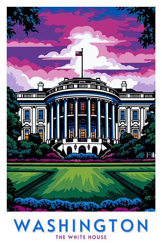 Das Weiße Haus in der Abenddämmerung | Washington-Poster
