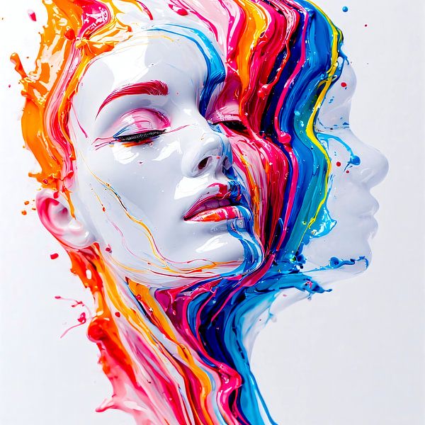 Painted duality - Moving faces in colours by A.D. Digital ART