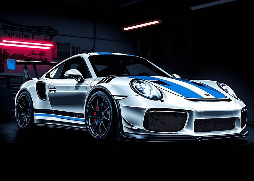 Porsche 911 GT3 RS Wit Blauw 2 van MIROKKU