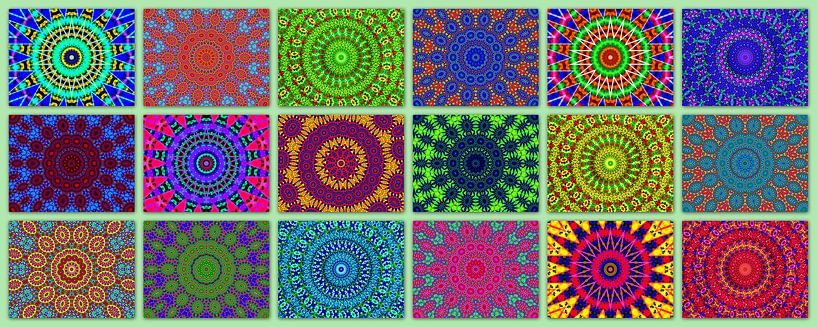 Retro-Rosetten (Panorama mit Mandalas) von Caroline Lichthart