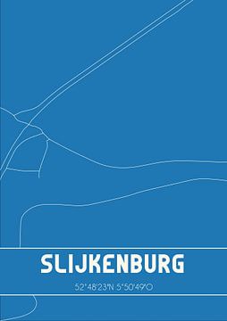 Blauwdruk | Landkaart | Slijkenburg (Fryslan) van MijnStadsPoster