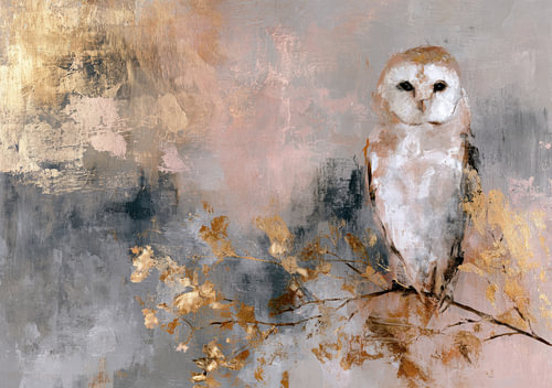 Owl in Golden Light – Elegant Wall Art Featuring a Barn Owl
