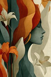 Botanische kunst met vrouw