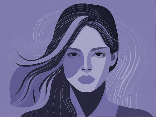 Ausdrucksstarkes Porträt einer jungen Frau in Violett