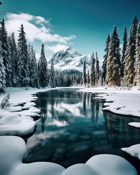 Winter Landscape by the Lake by fernlichtsicht