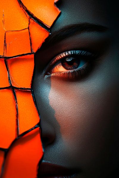 Half of the face with orange-coloured shards by Poster Art Shop