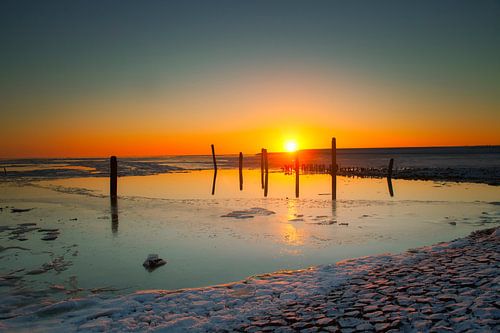 Zonsopkomst boven de Waddenzee van Johan Habing