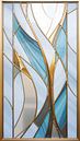 Lichtblauw Art Deco: Glas in Lood met Goud van Surreal Media thumbnail