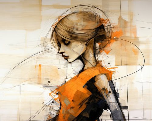 Träumende Frau mit Orange