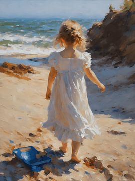 Impressionnisme enfant sur la plage sur Jolique Arte